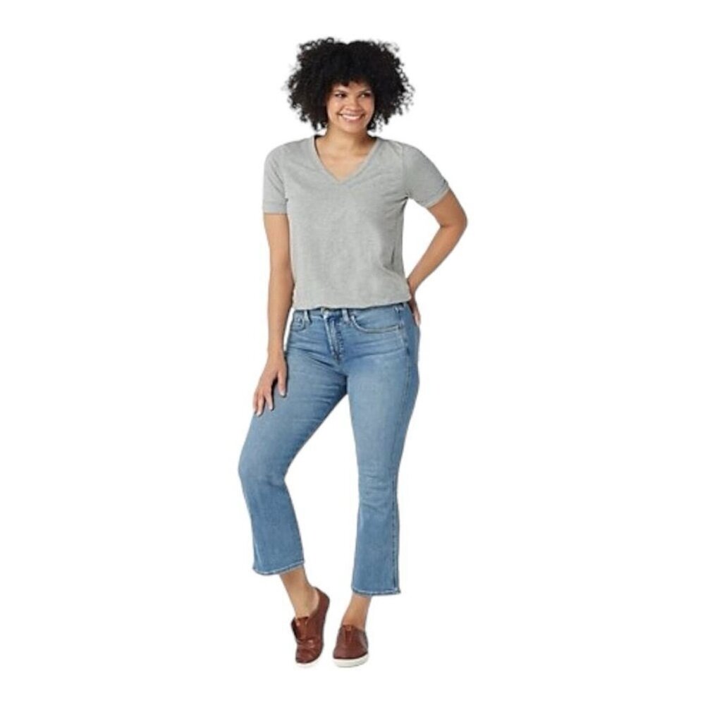 Jen7 Seven For All Mankind Soft Vintage Slim Kick Cropped Jeans Blue Haze - Sz 8
